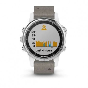 Garmin fenix 5S Plus Sapphire, White, Gray Leather band