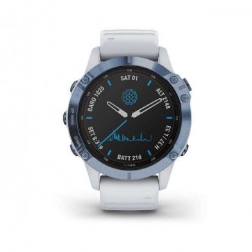  Garmin fenix 6 Pro Solar, Mineral Blue, Whitestone Band